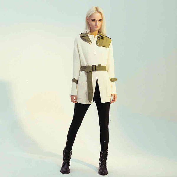 

women's suits & blazers [eam] loose fit army green knitting split temperament jacket lapel long sleeve women coat fashion spring 2022 1, White;black