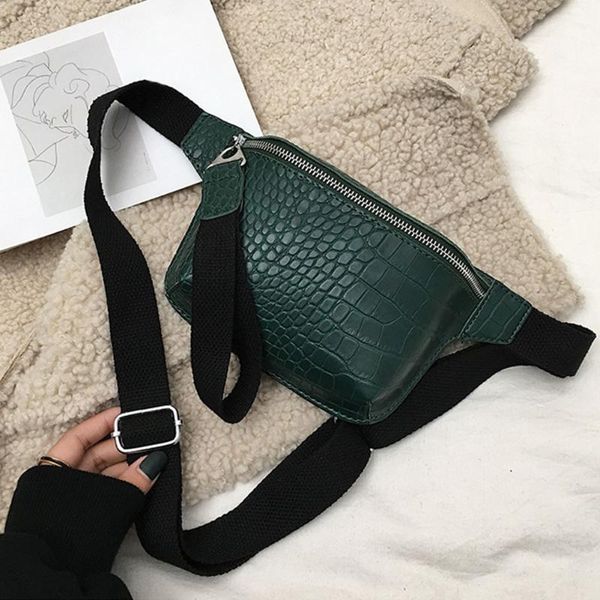 

women fashion crocodile pattern casual single shoulder adjustable belt pu leather waist pack chest bag cross body zipper closure