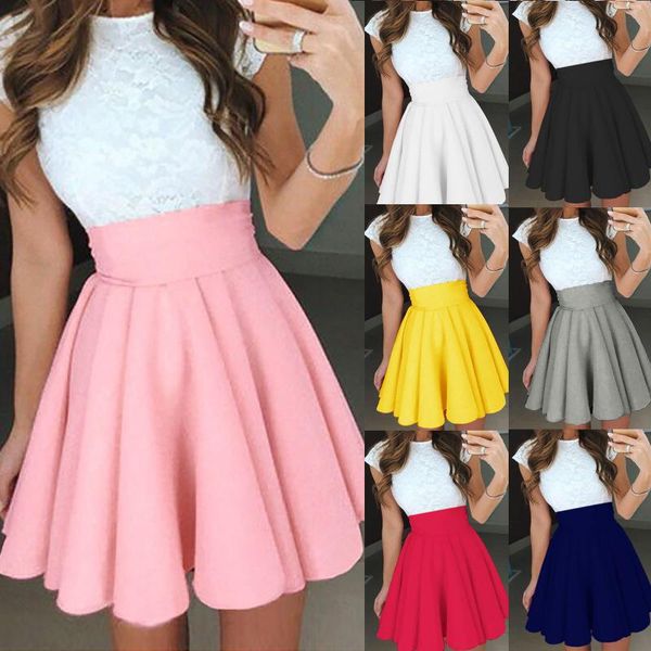 

women fashion high waist tutu multicolor pleated solid short skirt, Black