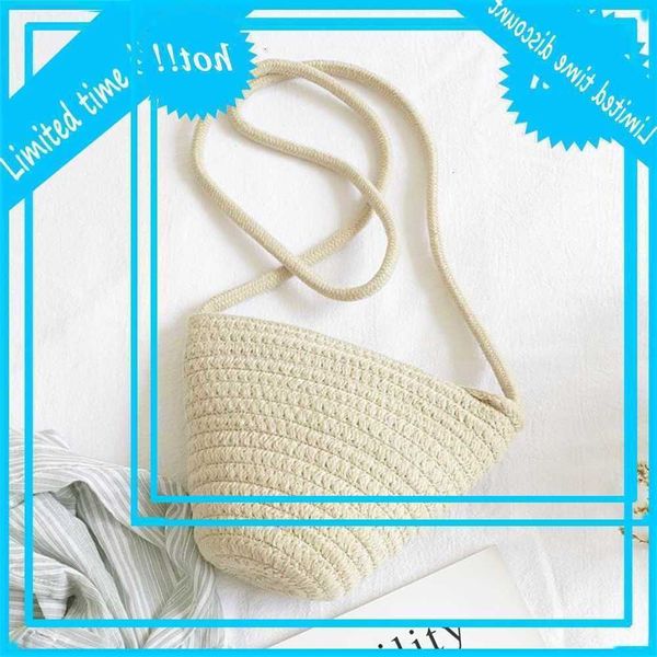 

ins cute cross body cotton woven fashion shell straw mini simple versatile one shoulder beach bag