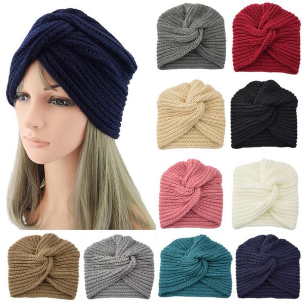 

autumn new winter warm knit turban cross twist arab hair wrap headbands for women accessories knitted bandanas headwrap, Blue;gray