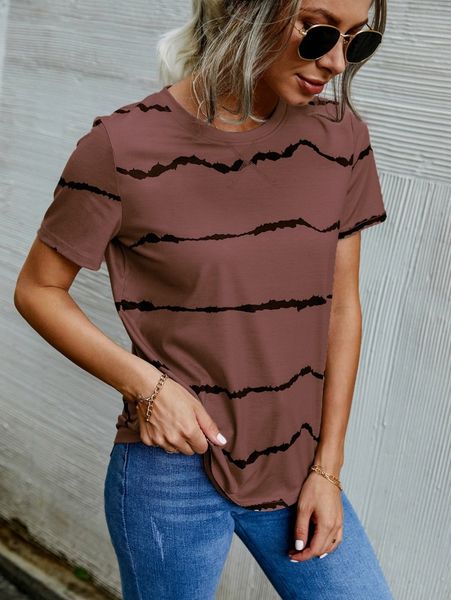 

striped round neck tee h8n2#, White