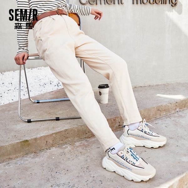 

смир джинсы женщин 2020 новая осень зима густая напечатана высокая талия тонкие прямые брюки ноги дамы свободные штаны y1214, Blue