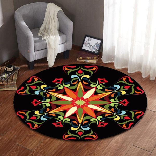 

carpets chinese retro round soft carpet anti slip floral pattern for living room/bedroom floor protection home rug1