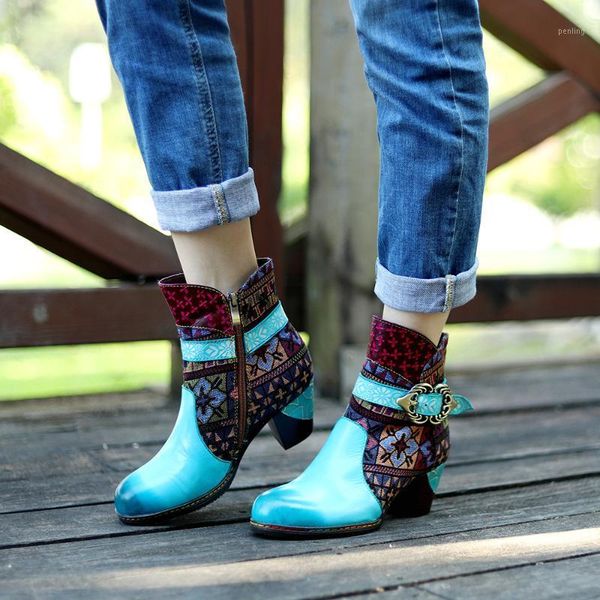 

sunny everest 2020 women shoes retro casual fashion handmade leather stitching contrasting color fashion women boots size36-421, Black