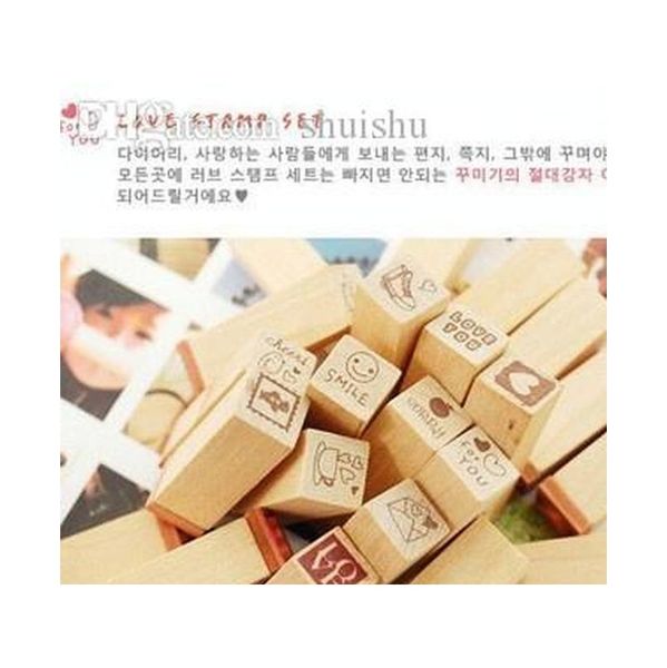 

wholesale-diy diary craft stamp decorative scrapbooking wood stamp 25pcs/set love / happy life two styles wooden jlloib outbag2007