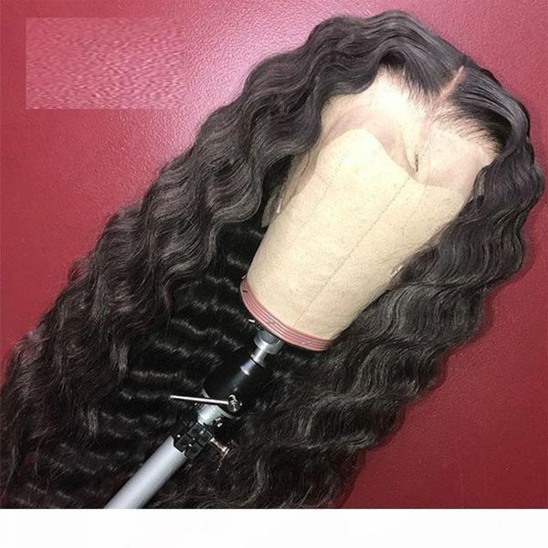 

remy u part wig water wave middle part jet black 13x4 6 lace part brazilian wig for black women adjustable strap with baby wig, Black;brown