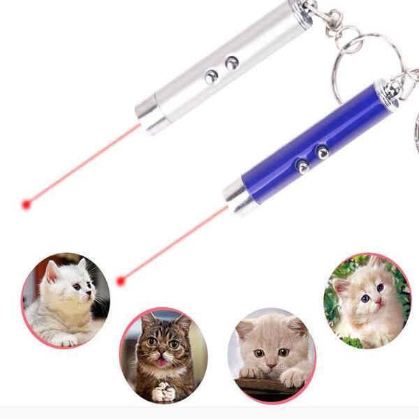 2022 NUOVO Mini Cat Red Laser Pen Portachiavi Divertente LED Light Pet Toys Portachiavi Puntatore Penne Portachiavi per Gatti Training Play Toy Torcia