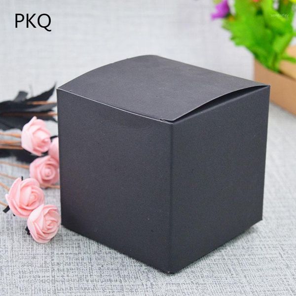 

gift wrap 5pcs 8*8*8cm black kraft paper candy box square shape wedding favor bag party supply packaging boxes1