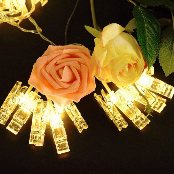 

светодиодные фонари фото зажима 5m 20 клипы 220v plug теплые белые светодиоды эксплуатарированные фея спальня дома украшения для висит фотог