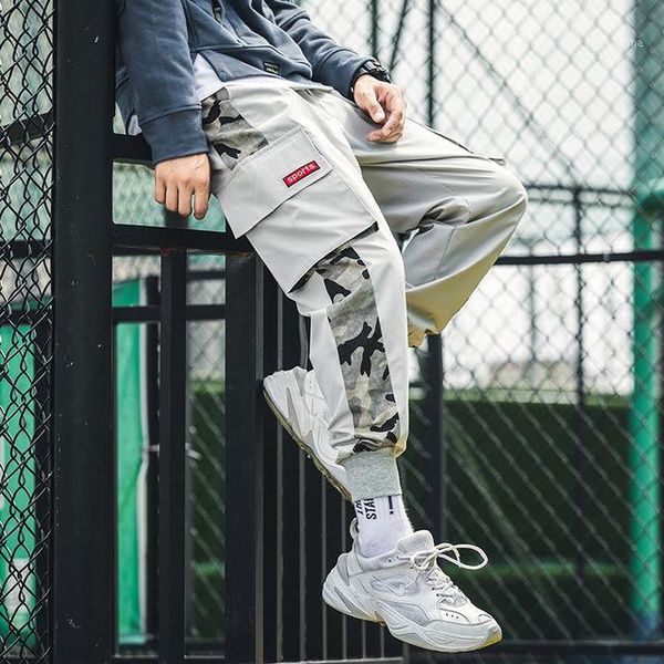 

man japanese streetwear joggers camo pants 2019 men hip hop camouflage color block harajuku track pants sweatpants 5xl1, Black