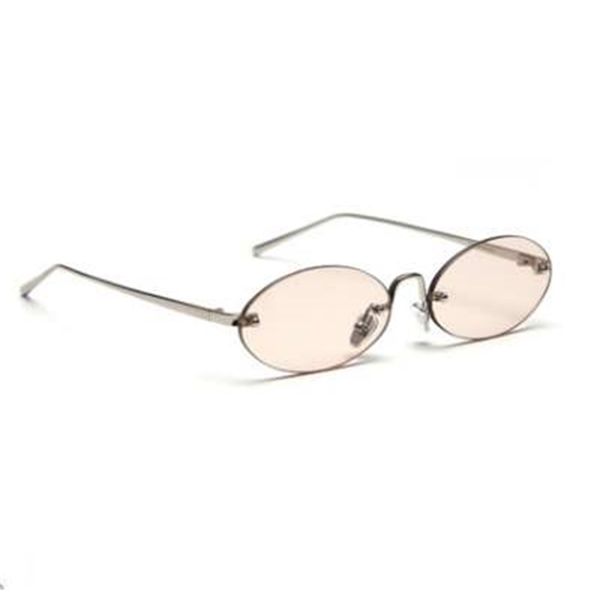 

oval frameless metal female street p men's red sunglasses, White;black