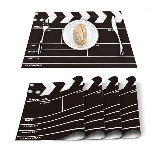

4/6 pcs placemat table mat film props film wallboard printed for tables heat-insulation linen cotton kitchen dining pads set1