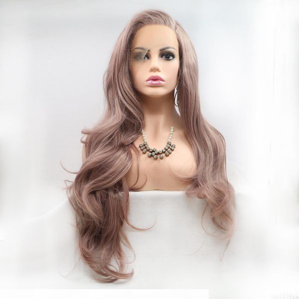 

long high density curly well brown lace frontal high temperature fiber synthetic wigs, Black