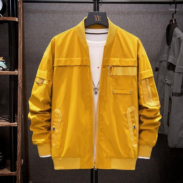 

japanese autumn korean casual loose round neck large pocket zipper trend men's jacket streetwear clothes hip hop1, Black;brown