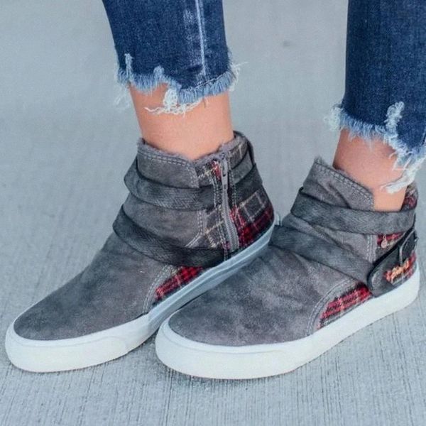 

woman canvas flats female buckle strap ladies comfort platform shoes women solid woman casual zip women's footwear plus size 43 #569i, Black