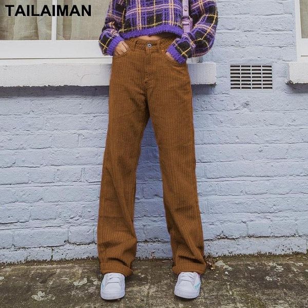 

2020 осень зима новая женская высокая талия мода мода ретро кормурут прямые брюки ноги свободные повседневные брюки уличные, Black;white