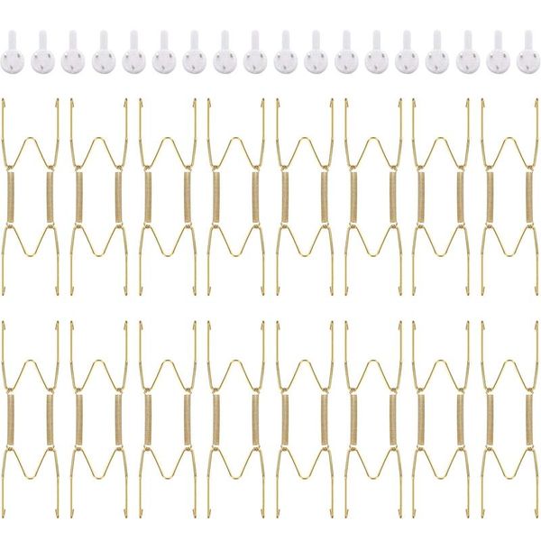 

new 16 pieces 6 inch invisible plate hangers wall plate hangers brass wire holders with 18 pieces wall hooks for 5 to 7 in