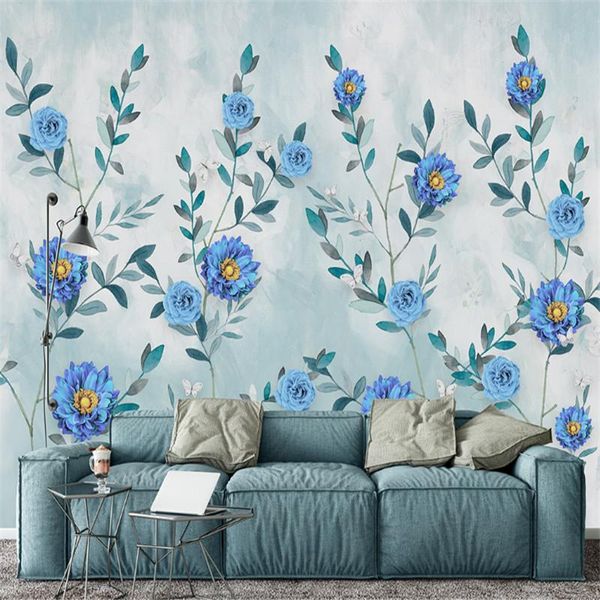 

custom 3d p non-woven wallpapers nordic modern hand-painted watercolor flowers peony mural background wall