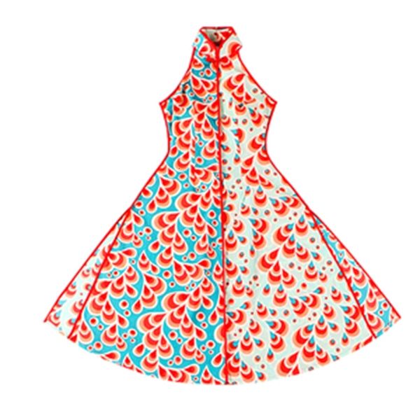 

2021 new le palais vintage retro contrast colour collision pattern water simulation silk show fine cheongsam party dress women u2he, Black;gray