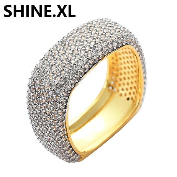 

hip hop mes rings two tone plated micro paved zircon charm finger rings size 7-12 drop shipping, Silver