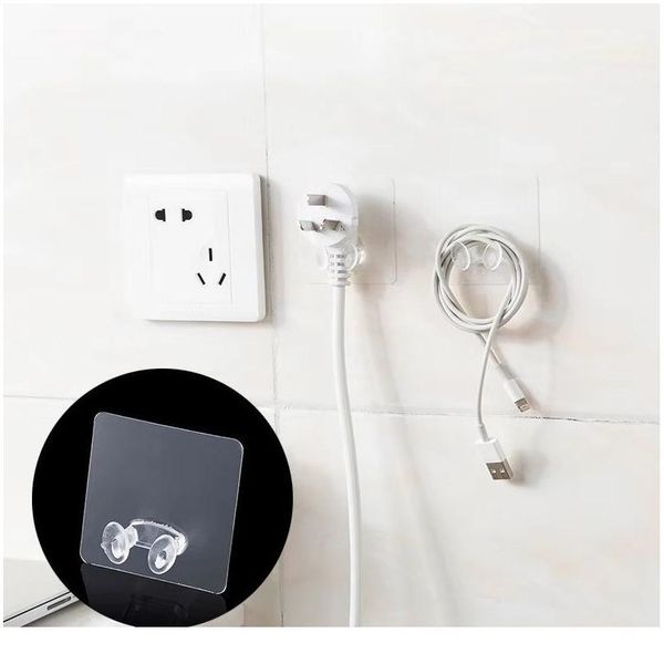 

3 шт. прозрачные крючки главная кухня ванная комната офис стена мощный пластиковый вилка держатель гнезда вешалка для хранения стены высокий