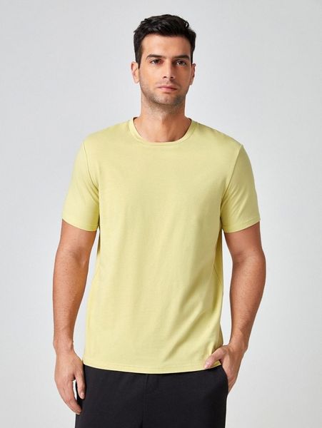

men solid round neck tee c39e#, White;black