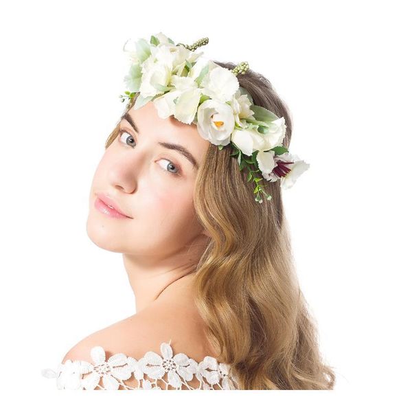 

women rose flower wreath festival wedding girls party floral garlands crown floral halo with ribbon bridesmaid flow qylccb