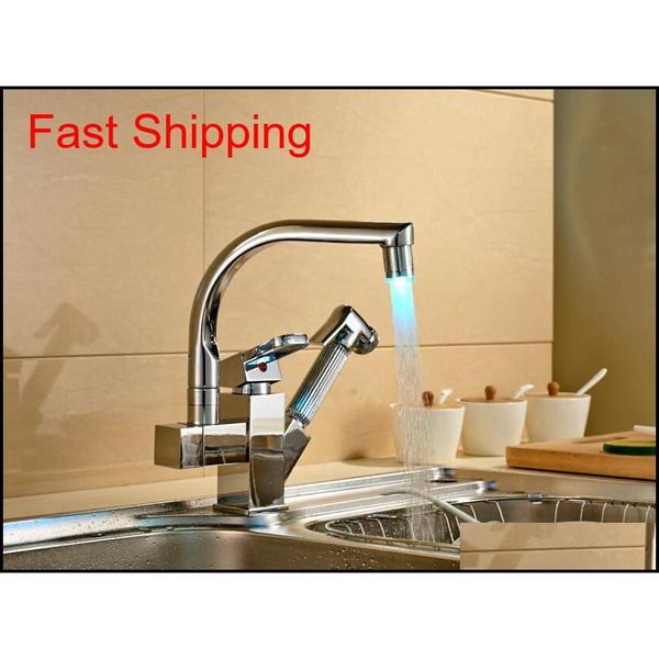 

led color changing chrome kitchen faucet pull out spout mix qylwuz sports2010