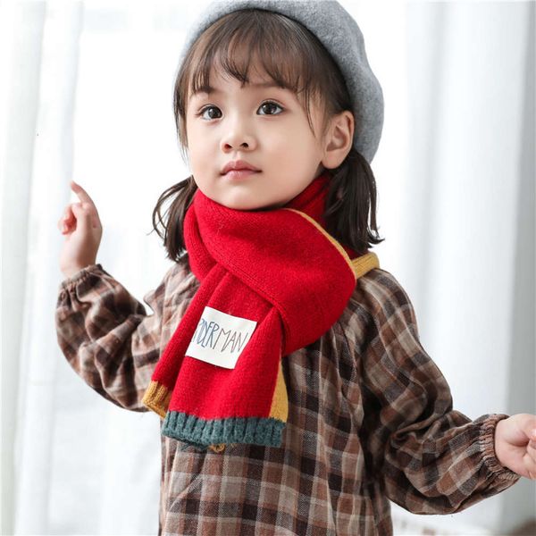 

new knitted wool scarf for children in autumn and winter, Red;brown