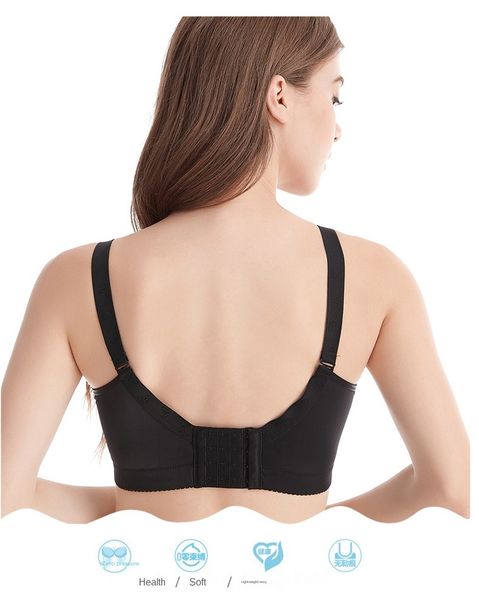 

embroidered thin full cup women bra gathered large chest push up anti sagging adjustable underwear without steel ring 110 e, Red;black