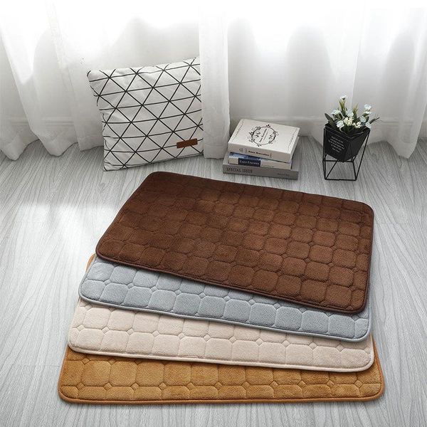 

carpets coral fleece memory foam soft floor mat grid design living room carpet anti-skid rugs non slip absorbent 80x120cm 31"x47"