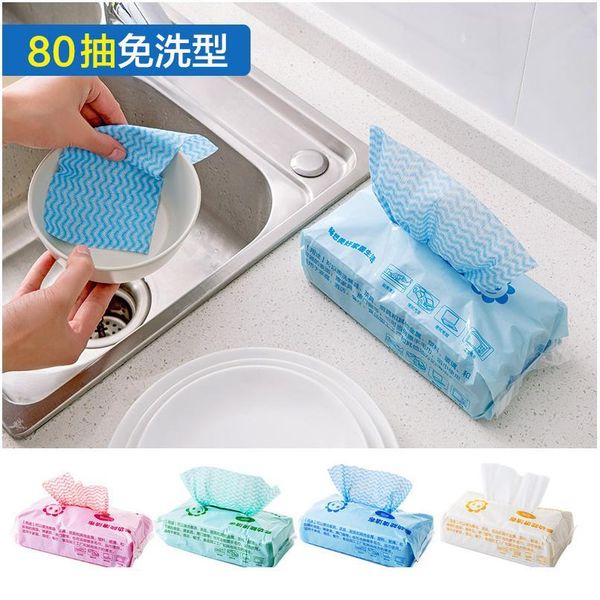 

80pcs/bag non-woven fabric kitchen disposable cleaning cloth multi-purpose removable dish cloth scouring pad kitchen cle bbyklc