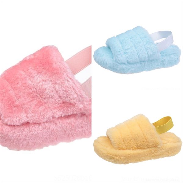 

q1ik flat shoes open toe female home slippers women's fur winter plush pantofle flip footwear cover toe luxury slides new flops slipper, Black
