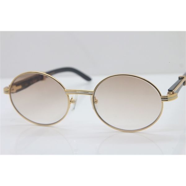 

18k gold black buffalo horn glasses men 7550178 round metal sunglasses wholesale c decoration gold frame glasssize:55-22-135mm, White;black