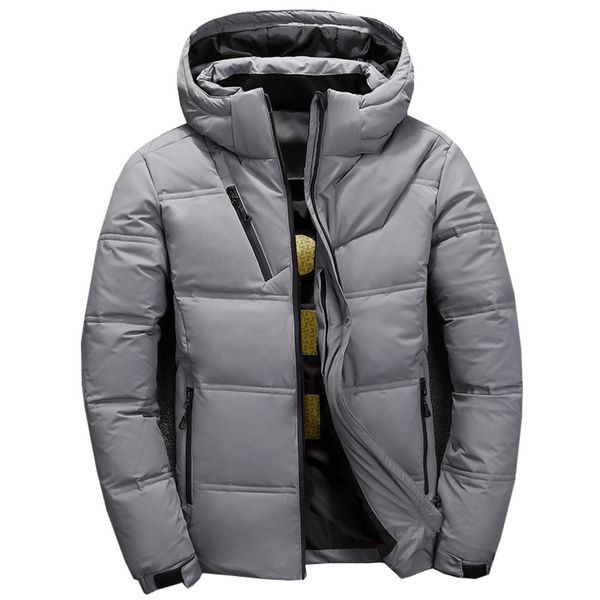 

duck short warm thick quality zipper hooded coats male overcoat jackets winter men down jacket, Black
