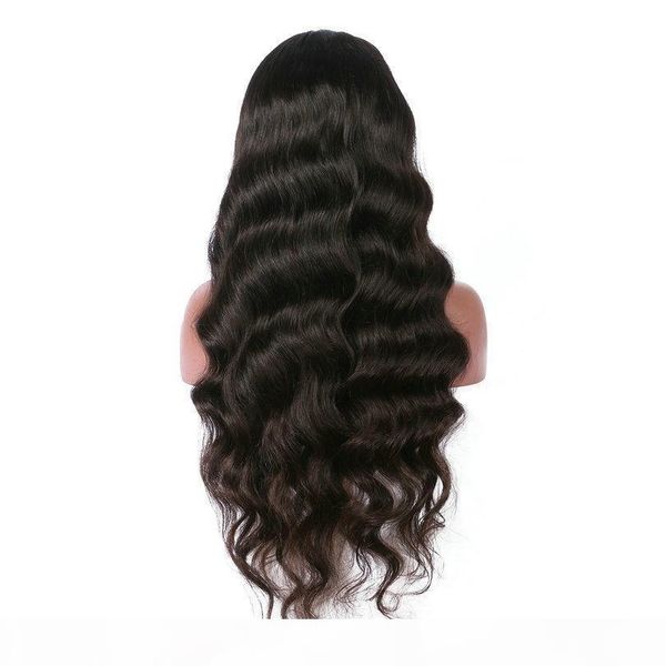 

premier glueless lace front wigs with natural hairline indian remy hair 150% density body wave for american, Black;brown