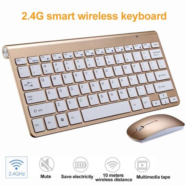 

ultra-thin 2.4g usb wirelesss mute keyboard mouse kit for smart tv deskpc