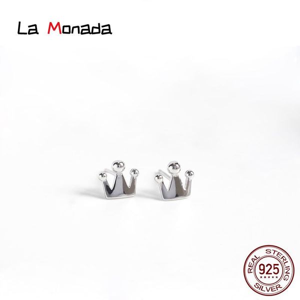 

stud la monada earrings for women female cute crown small silver 925 minimalist korean jewelry woman girls, Golden;silver
