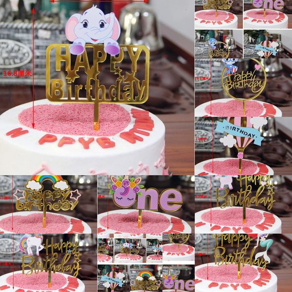 

factory outletpqwicake letter card insert pole acrylic happy birthday er stamping party diy decoration cake supp osv16