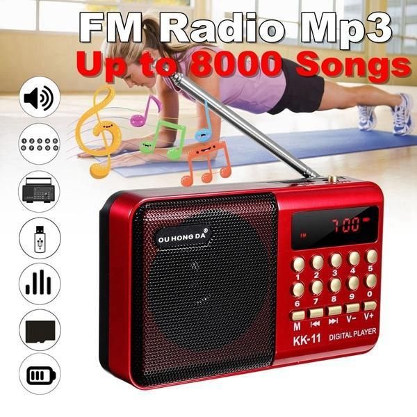 

metermall k11 fm radio speaker rechargeable mini portable radio handheld digital fm usb tf mp3 player speaker with battery