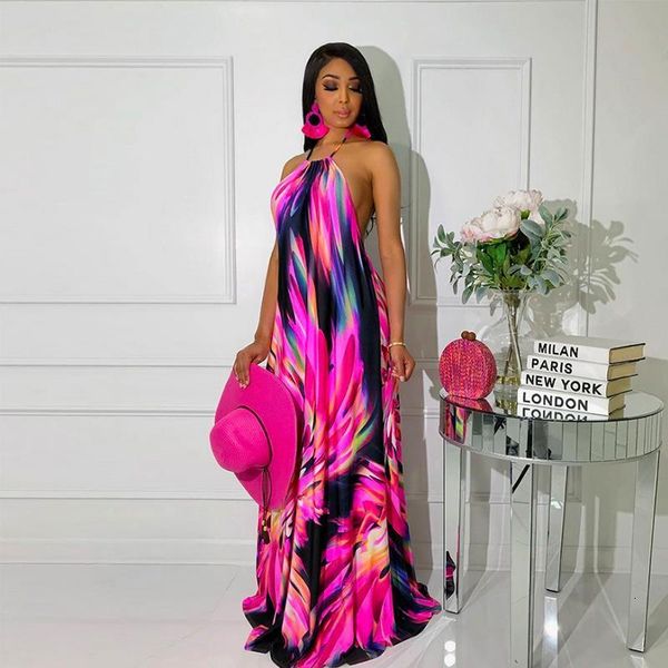 

liva girl fashion women's summer halter backless striped dress beach party sleeveless kaftan casua long maxi dresses, Black;gray