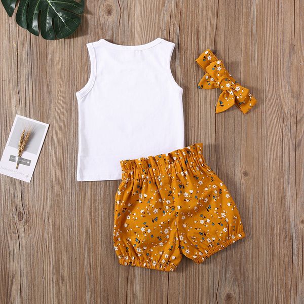 

emmababy newborn baby girl clothes summer flower print peach heart sleeveless short pants headband outfits sunsuit lj201223, White