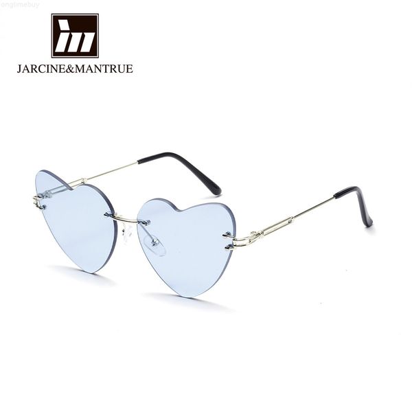 

frameless pink european and 2020 peach heart metal american love sunglasses, ladies heart-shaped glasses wholesale, White;black