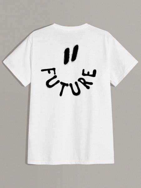 

romwe guys cartoon letter graphic tee p3sm#, White;black