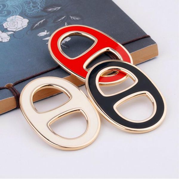 

new fashion women h shawl ring clip scarves fastener silk scarf buckle brooch simple enamel brooch clothes jewelry female gift, Gray