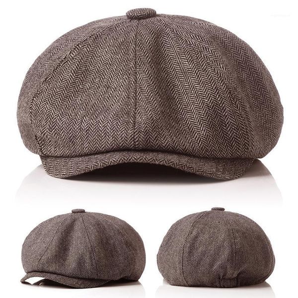 

fashion men berets hat autumn new vintage herringbone octagon caps women's casual pumpkin hat gatsby flat berets gorras1, Blue;gray