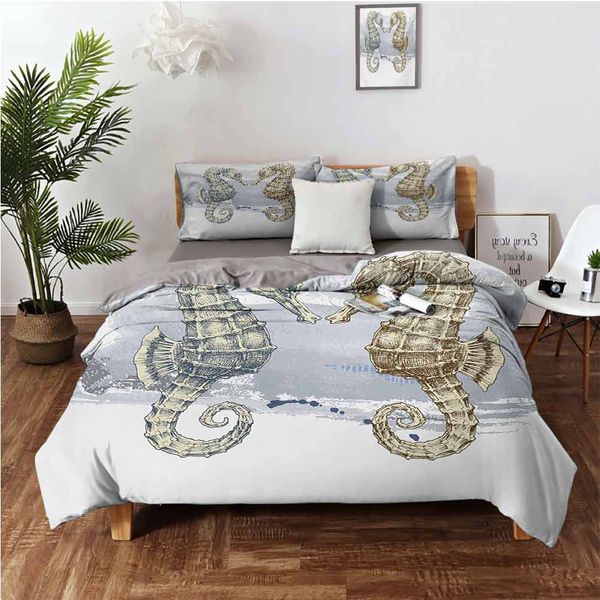 

seahorse love valentines in paintbrush art technique grunge splash on backgroundbedding 3-piece set