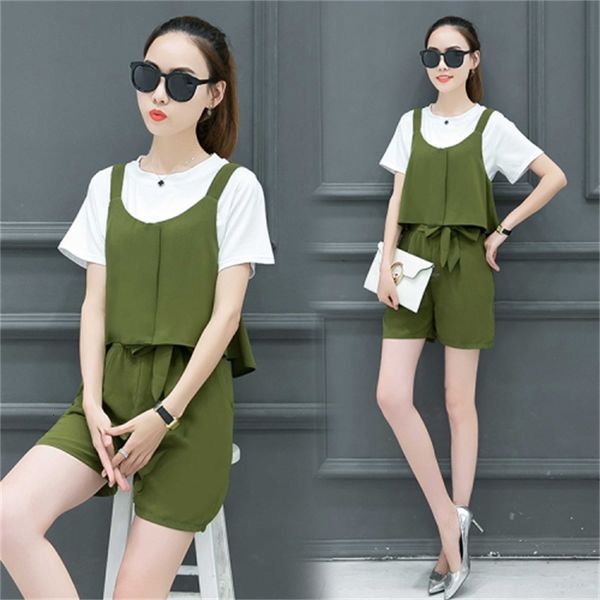 

short sets for korean women wear two-piece pants with white shirt women's summer suit i6ij