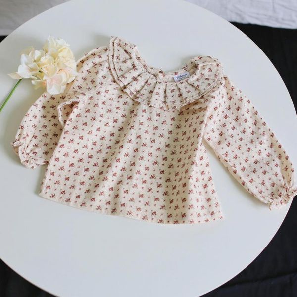 

2021 new kids baby flowers print long sleeve shirt clothes autumn cotton girls floral blouse toddler shirts vctz, Black;white
